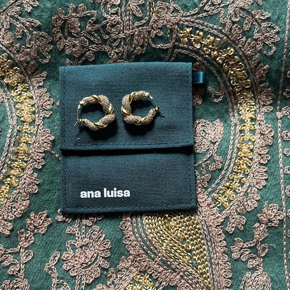 Large Paris Gold Pave - Ana Luisa Gold Twisted Hoop Earrings